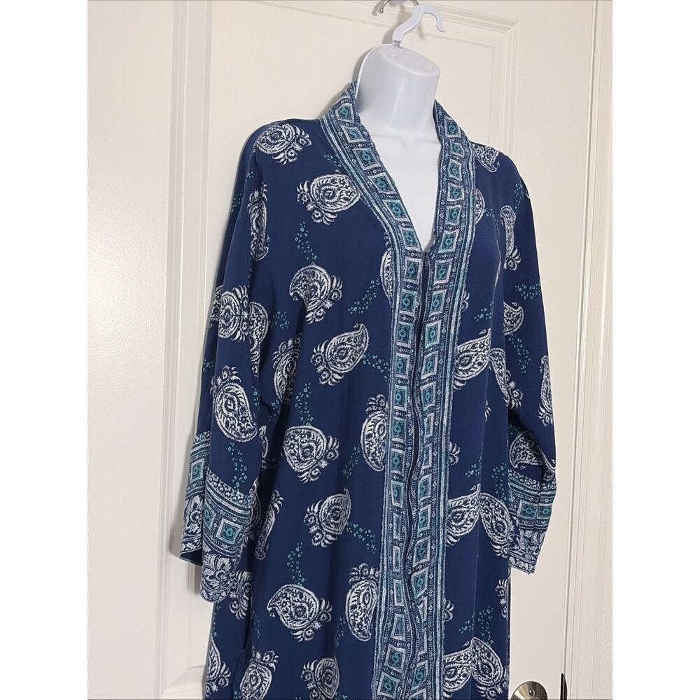Women’s Charter Club Intimates Long Sleeve Paisley , Boho , Kaftan Xl - Picture 2 of 10